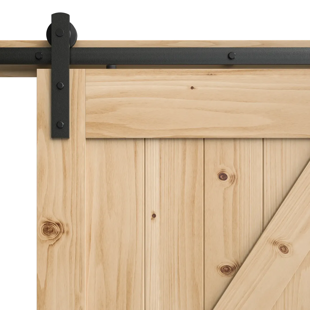 Masonite 36 in. x 84 in. K-Bar Knotty Pine Wood Interior Sliding Barn Door Slab with Hardware Kit, photo 4 of 6