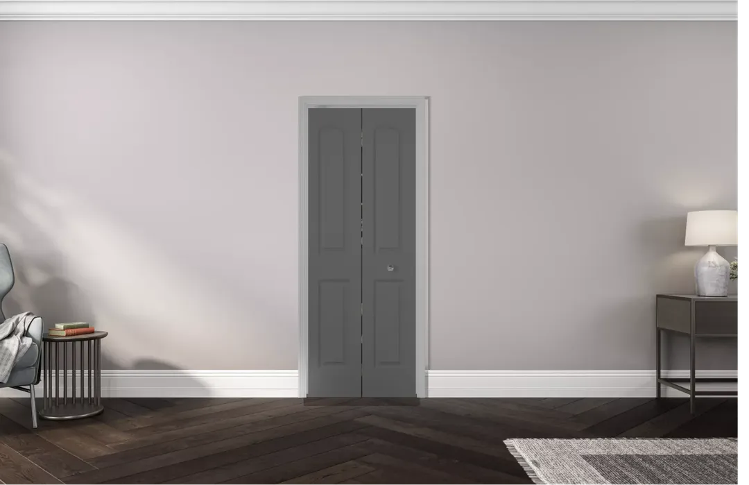 Masonite Roman 30-in x 80-in Primed 2-Panel Round Top Molded Composite Bifold Door, Hardware Included, photo 6 of 6