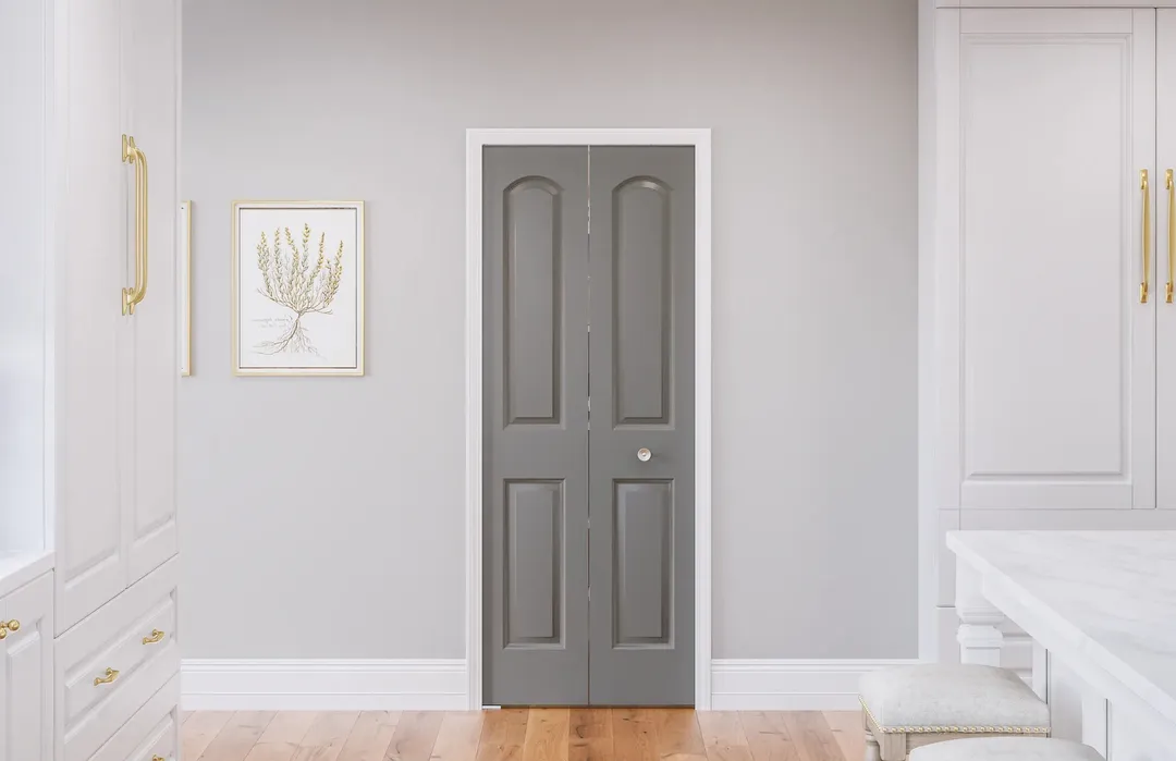 Masonite Roman 30-in x 80-in Primed 2-Panel Round Top Molded Composite Bifold Door, Hardware Included, photo 4 of 6