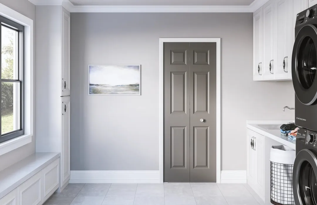 Masonite Traditional 24-in x 80-in 6-Panel Primed Molded Composite Bifold Door (Hardware Included), photo 3 of 6