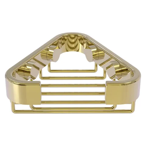 Corner Soap Basket in Unlacquered Brass