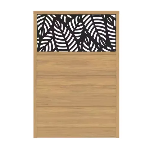 6 × 4 ft Cypress Vinyl Fence with Sanibel Black Decorative Screen
