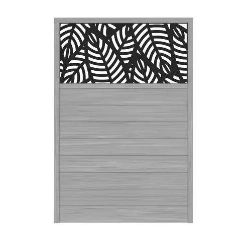 6 × 4 ft Driftwood Vinyl Fence with Sanibel Black Decorative Screen