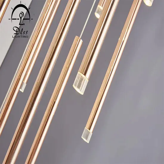 DLSS Lighting Co., Ltd Big Project Rose Gold LED Tube Chandelier, photo 4 of 6