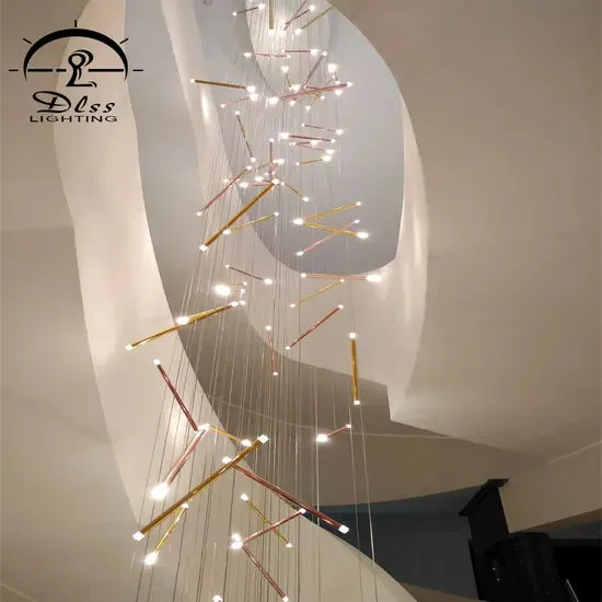 DLSS Lighting Co., Ltd Big Project Rose Gold LED Tube Chandelier, photo 5 of 6