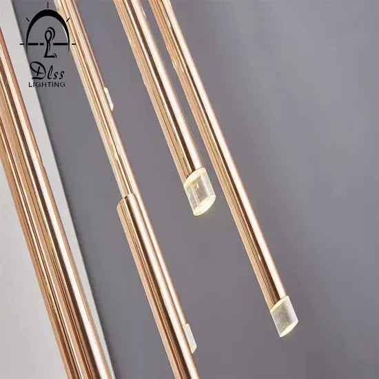 DLSS Lighting Co., Ltd Big Project Rose Gold LED Tube Chandelier, photo 3 of 6