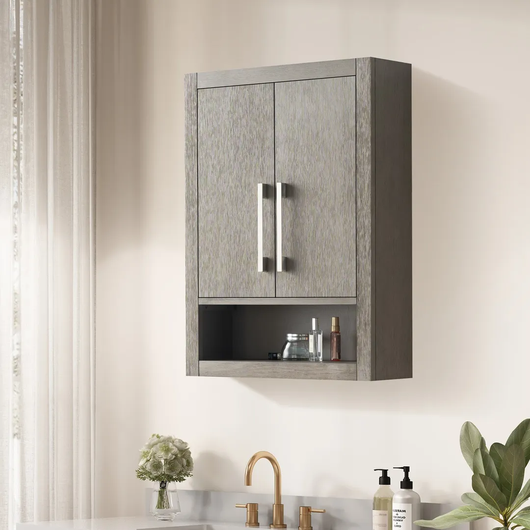 Vanity Art 24 in. W x 8 in. D x 33 in. H Bathroom Storage Wall Cabinet in Driftwood Gray, photo 4 of 8