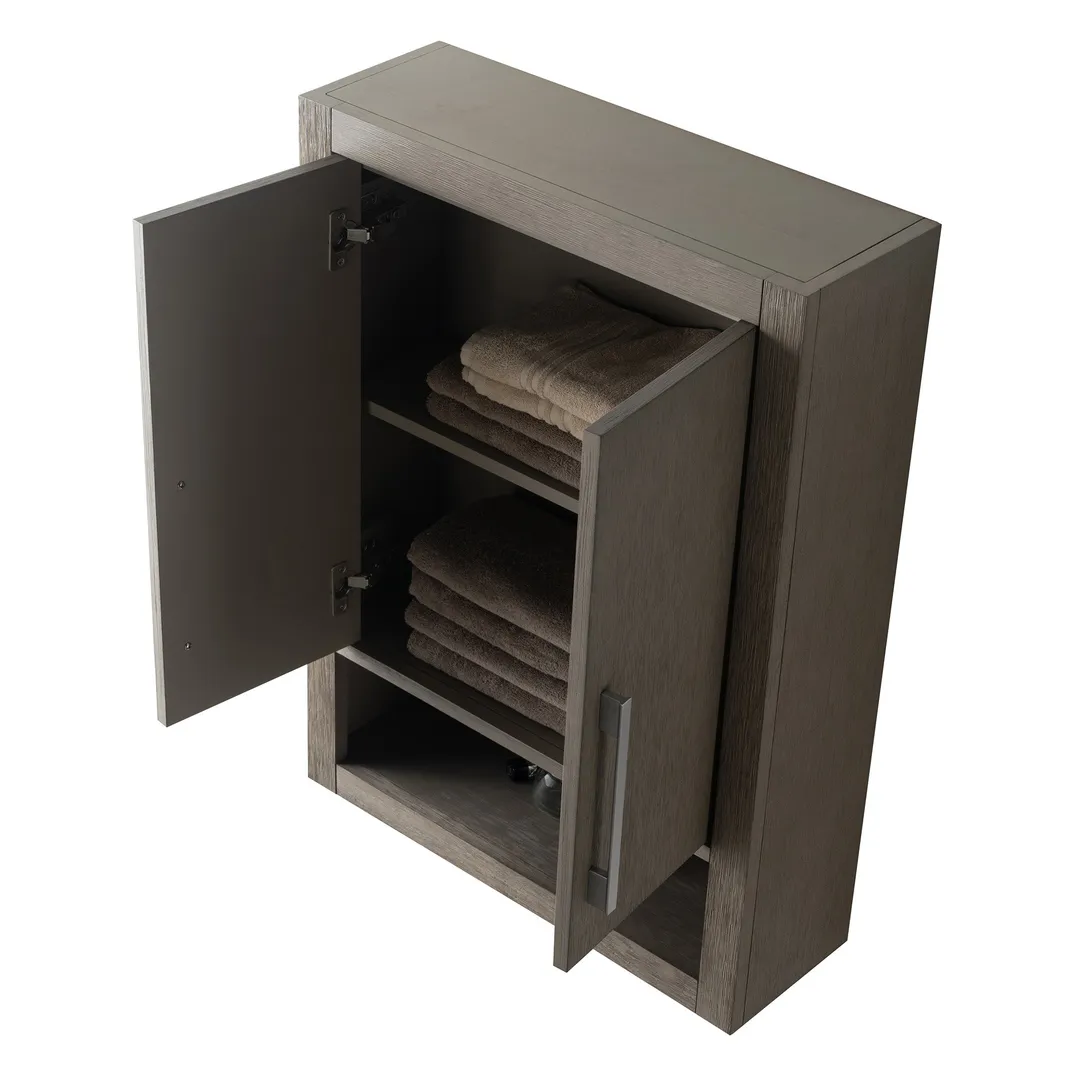 Vanity Art 24 in. W x 8 in. D x 33 in. H Bathroom Storage Wall Cabinet in Driftwood Gray, photo 2 of 8