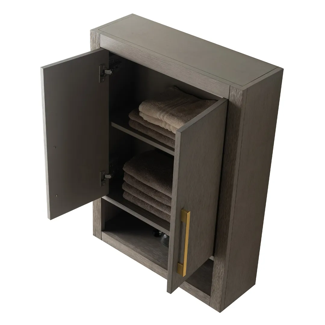 Vanity Art 24 in. W x 8 in. D x 33 in. H Bathroom Storage Wall Cabinet in Driftwood Gray, photo 8 of 8