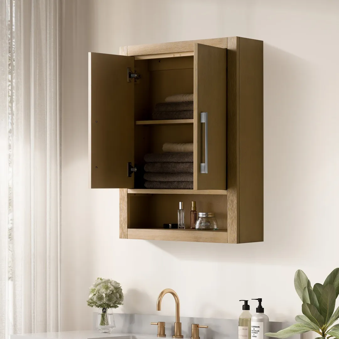 Vanity Art 24 in. W x 8 in. D x 33 in. H Bathroom Storage Wall Cabinet in Natural Oak (Golden Brushed), photo 5 of 8
