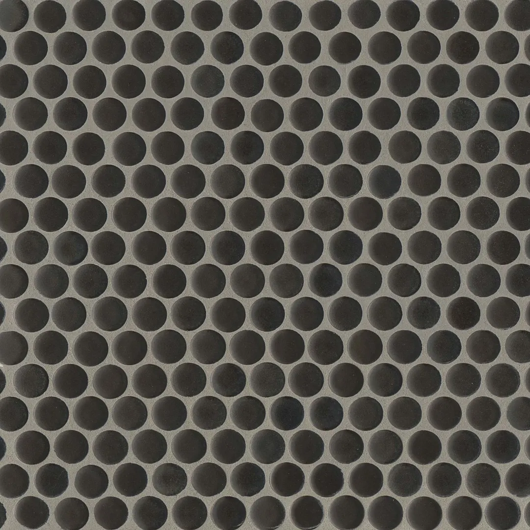 Bedrosians 360 Charcoal 12-in x 12-in Matte Penny Round Mosaic Floor & Wall Tile, 3/4-in Rounds (1-sq ft Sheet), photo 2 of 8