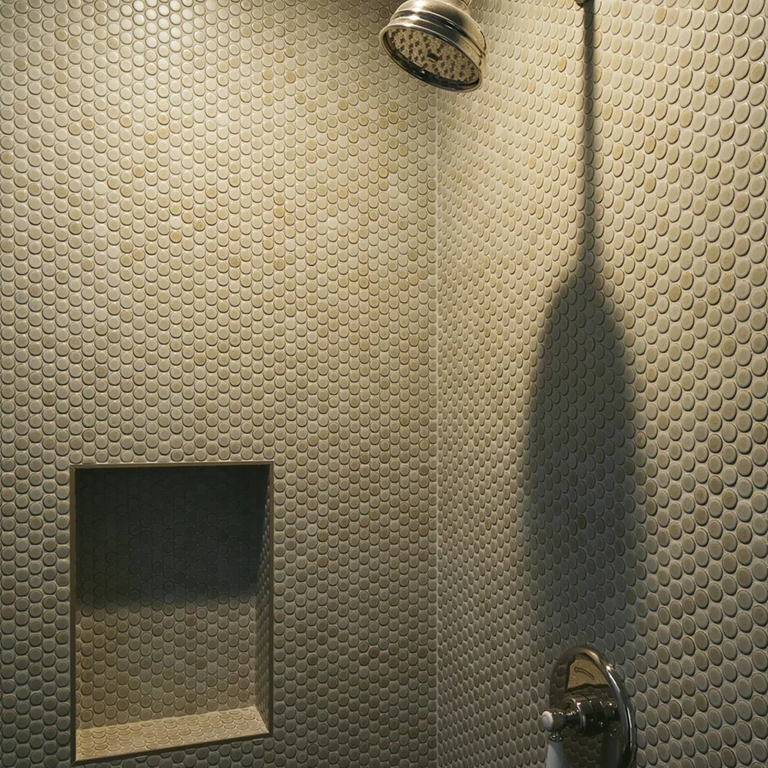 Bedrosians 360 Shale 12-in x 12-in Matte Porcelain Penny Round Floor and Wall Tile (1-sq. ft per Sheet), photo 3 of 6