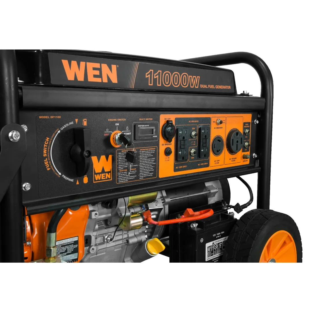 WEN DF1100T 11,000/8,300-Watt 120V/240V Dual Fuel Gasoline & Propane Electric Start Portable Generator with Wheel Kit, photo 4 of 6