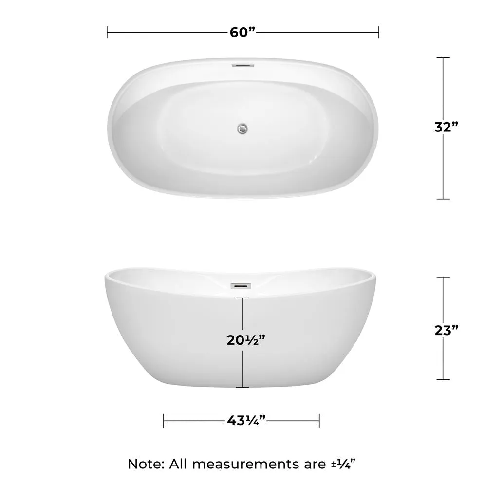 Wyndham Collection Rebecca 69.6 in. Acrylic Flatbottom Non-Whirlpool Bathtub in White with Brushed Nickel Trim, photo 7 of 9