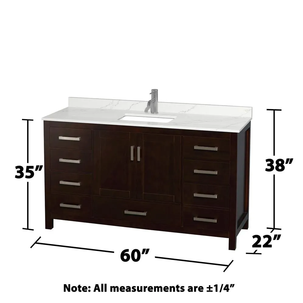 Wyndham Collection Sheffield 60-in Espresso Single Sink Bathroom Vanity with Ivory Natural Marble Top, photo 7 of 10