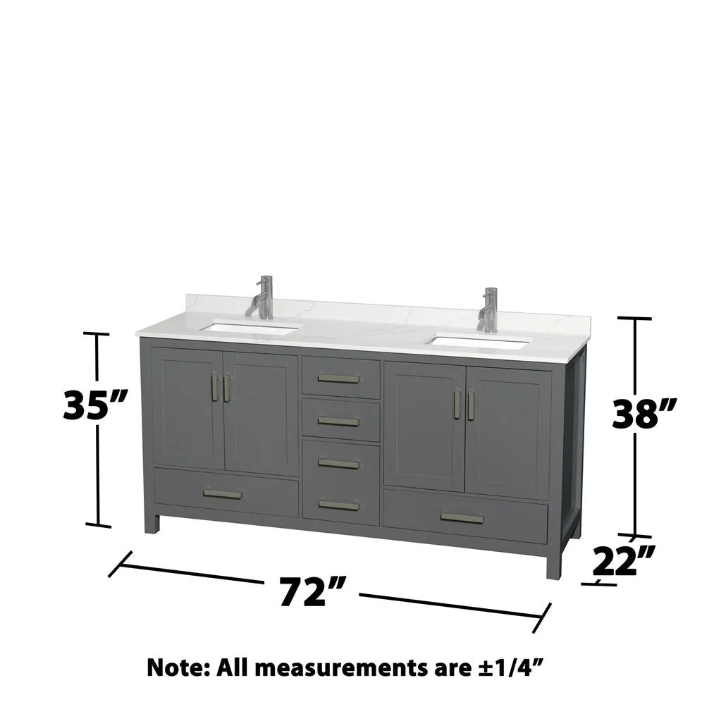 Wyndham Collection Sheffield 70.75-in Dark Gray Double Bathroom Vanity Cabinet with Mirrors, photo 3 of 8
