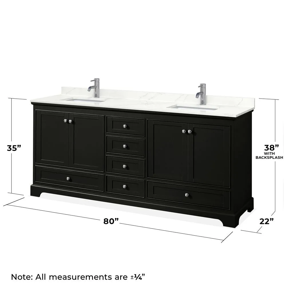 Wyndham Collection Deborah 80-in Dark Espresso Bathroom Vanity Cabinet with Mirrors, photo 3 of 8