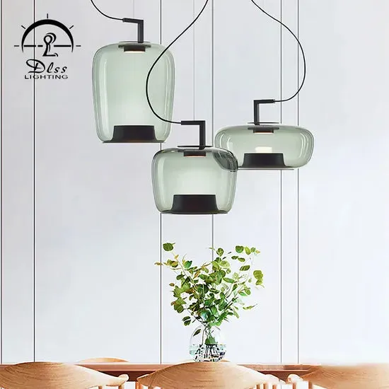 DLSS Lighting DLSSlighting Dlss New Pendant Lighting Home Decoration Amber Glass Lamp Shade Modern LED Pendant Lamp, photo 2 of 6