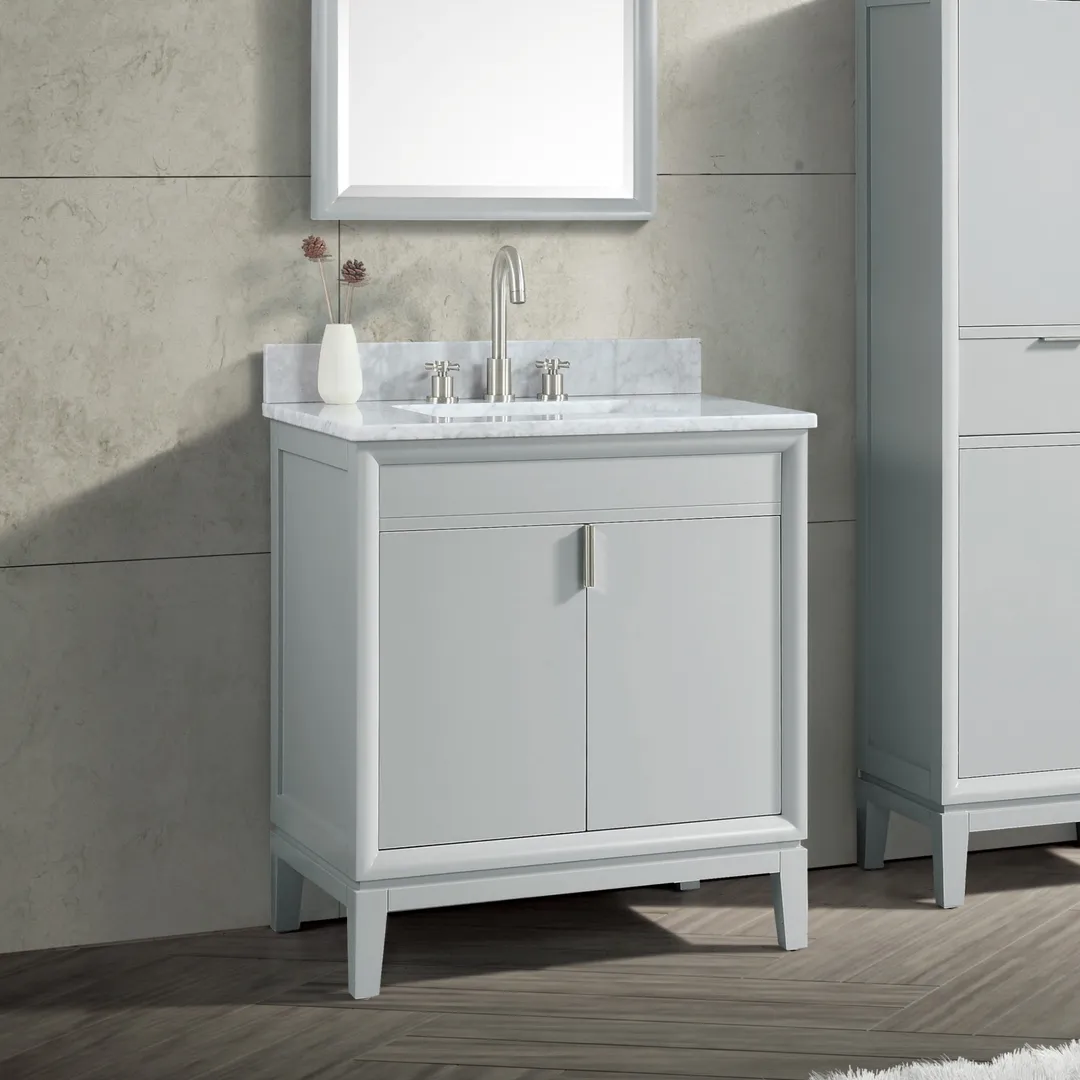 Avanity Emma 30-in Dove Gray Bathroom Vanity Cabinet, in a room, photo 11 of 14