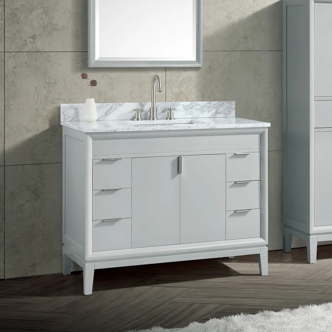 Avanity Emma 42-in Dove Gray Bathroom Vanity Cabinet, in a room, photo 9 of 14
