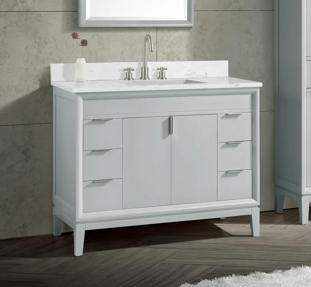 Avanity Emma 42-in Dove Gray Bathroom Vanity Cabinet, in a room, photo 10 of 14