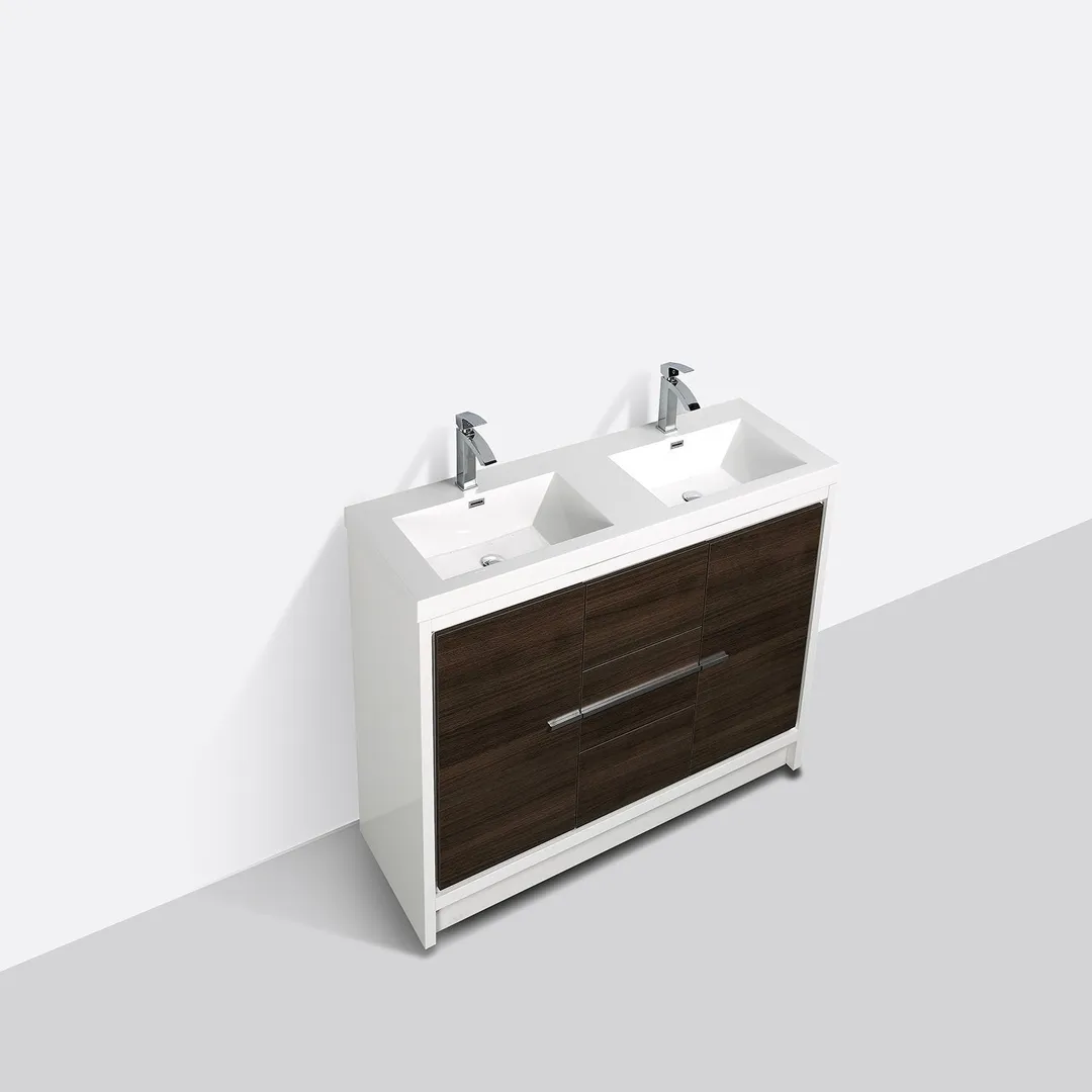 Eviva Grace 60 in. W x 20 in. D x 36 in. H Double Bathroom Vanity in White with White Acrylic Top with White Sinks, photo 3 of 8