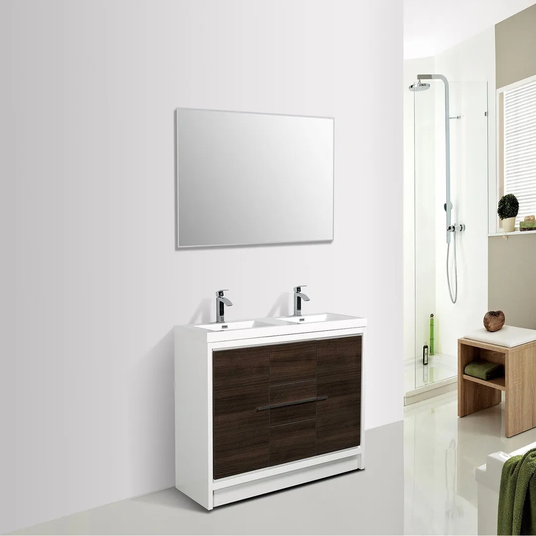 Eviva Grace 60 in. W x 20 in. D x 36 in. H Double Bathroom Vanity in White with White Acrylic Top with White Sinks, photo 8 of 8