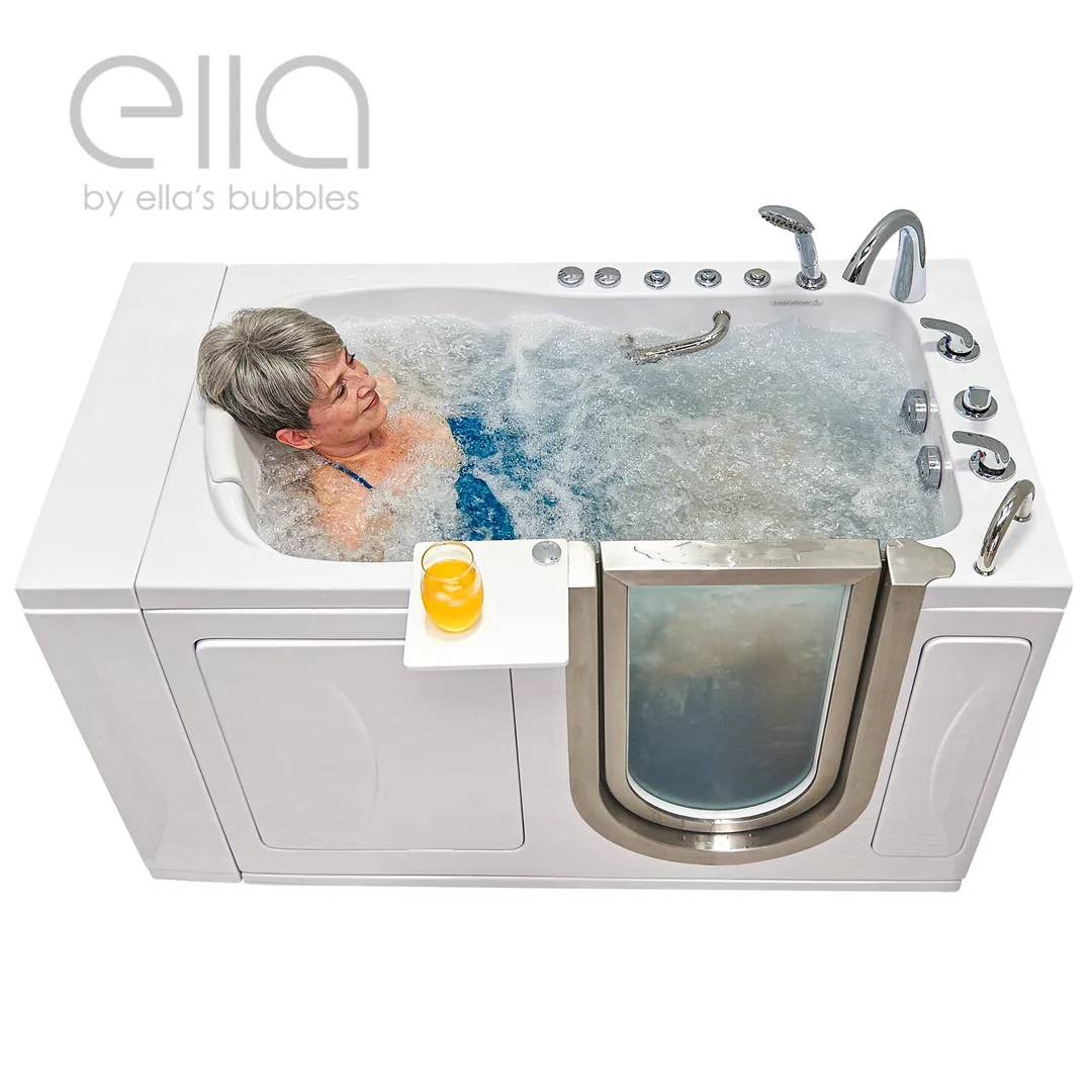 Ella Elite 52 in. Acrylic Walk-In Whirlpool Bathtub, Right-Hand Door, White, 2-Piece Fast Fill Faucet, 2 in. Dual Drain, photo 14 of 16