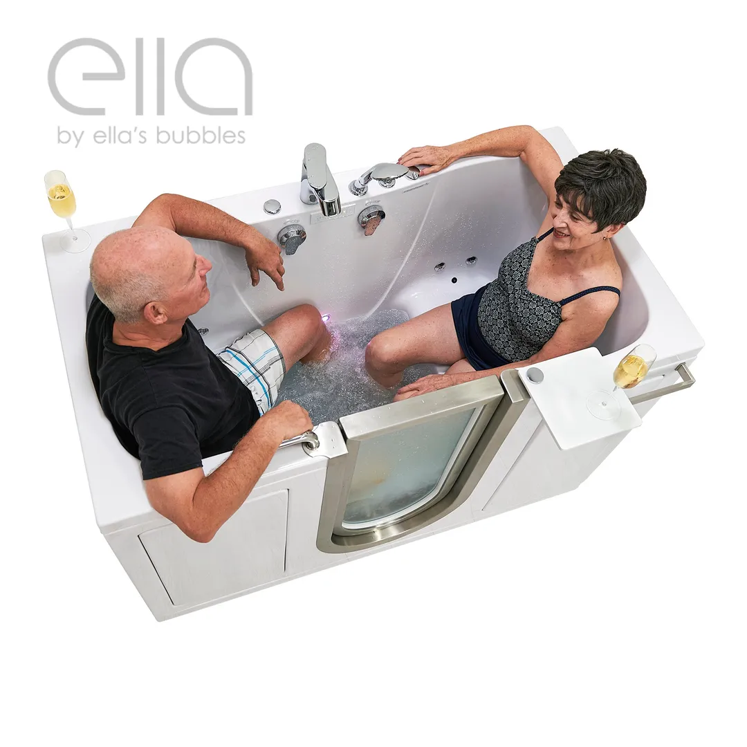 Ella Companion 2-Seat 60 in. Acrylic Walk-In Whirlpool Bathtub, White, Center Door, Heated Seat, Fast-Fill Faucet, 2 in. Dual Drain, photo 8 of 8