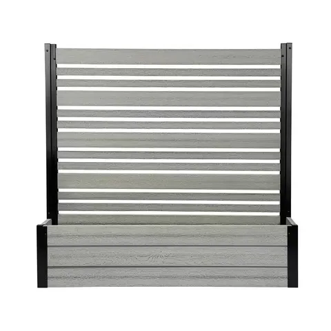 Florence 3.7 × 3.8 × 1 ft Ash Freestanding WoodTek Vinyl Privacy Screen and Planter Box Kit