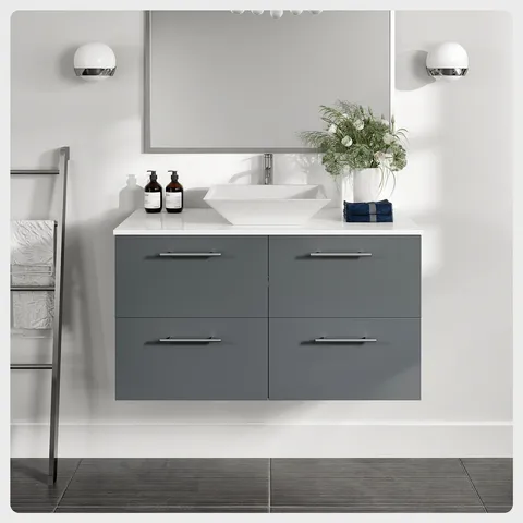 Luxury Gray Vanity with White Basin