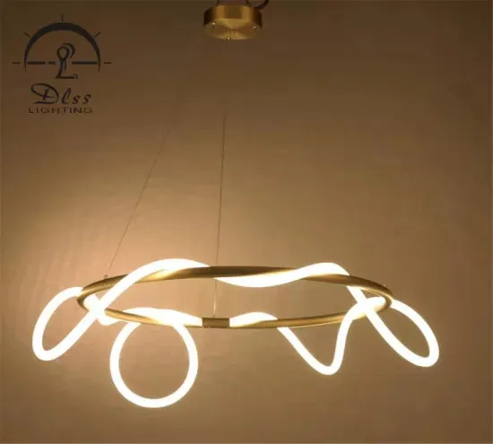 DLSS Lighting Flexible Modern Chandelier LED Fabric Nylon Long Soft Line Lamp Pendant Lighting, photo 2 of 6