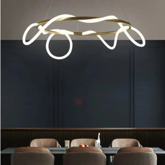 DLSS Lighting Flexible Modern Chandelier LED Fabric Nylon Long Soft Line Lamp Pendant Lighting, photo 4 of 6