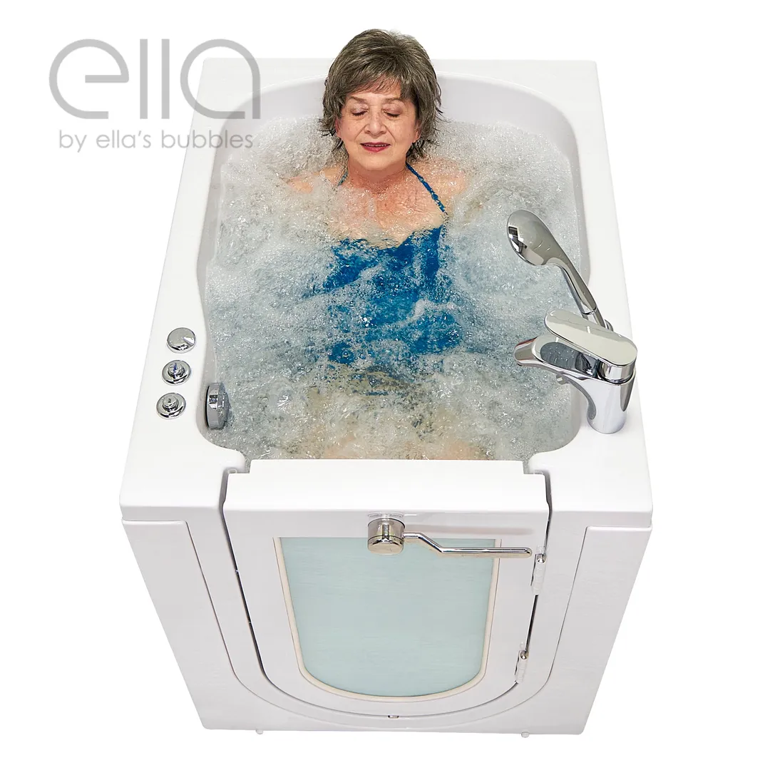 Ella Front Entry 32 in. Acrylic Walk-In Soaking Bathtub in White, Left-Hand Outward Door, Fast Fill Faucet, Heated Seat, 2 in. Drain, photo 7 of 8