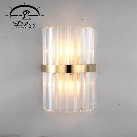 DLSS Lighting Co., Ltd. Golden Luxury European Hotel Living Room Light Crystal Glass Wall Lamp, in a room, photo 3 of 6