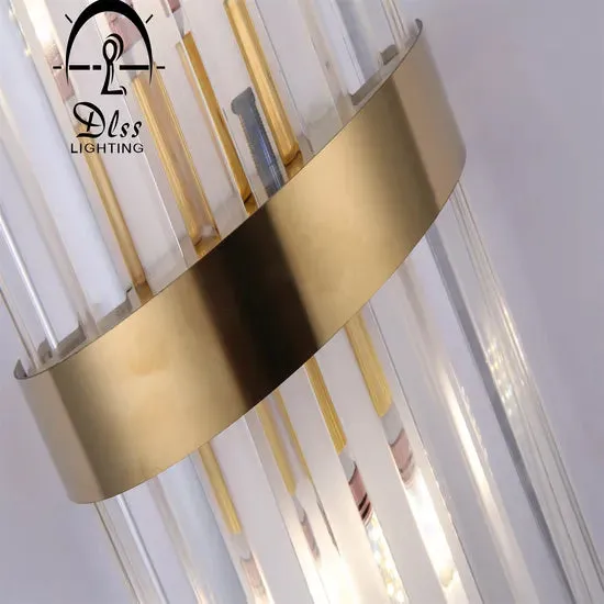 DLSS Lighting Co., Ltd. Golden Luxury European Hotel Living Room Light Crystal Glass Wall Lamp, in a room, photo 6 of 6