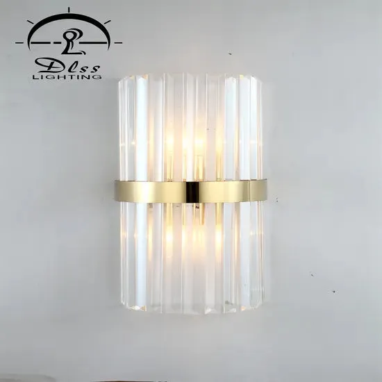 DLSS Lighting Co., Ltd. Golden Luxury European Hotel Living Room Light Crystal Glass Wall Lamp, in a room, photo 2 of 6