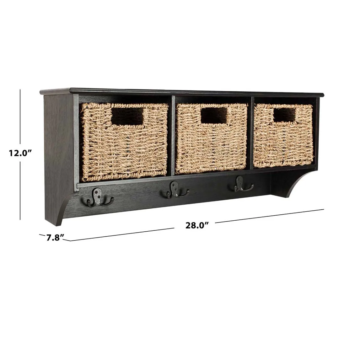 Safavieh Finley Hanging 3 Basket Wall Rack (Black) - 28" x 7.8" x 12", photo 5 of 5