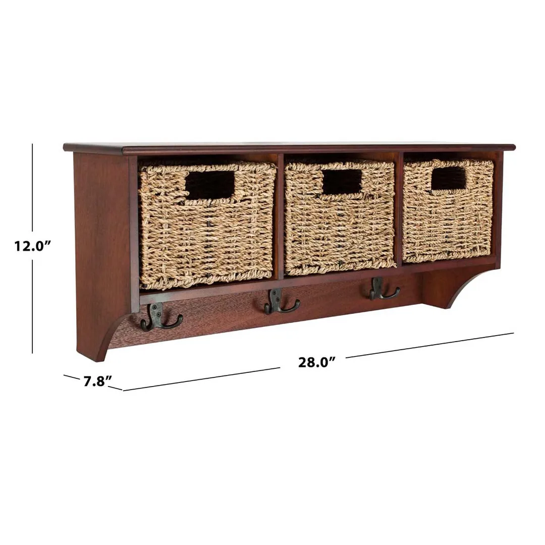 Safavieh Finley Hanging 3 Basket Wall Rack (Cherry, 28" x 7.8" x 12"), photo 5 of 5