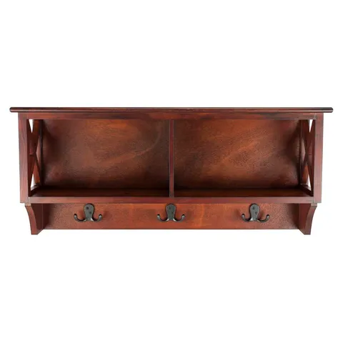 Freya Hanging Storage Wall Rack (Cherry) - 28 × 5.9 × 12 in