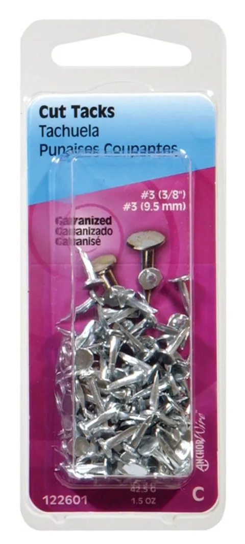 No. 4 × 7/16 in Galvanized Silver Steel Cut Tacks, 1.75 oz Pack