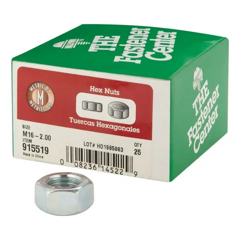 M16-2.00 mm Zinc-Plated Steel Metric Hex Nut, 25-Pack