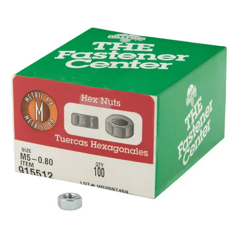 M5-0.80 mm Zinc-Plated Steel Metric Hex Nut, 100-Pack