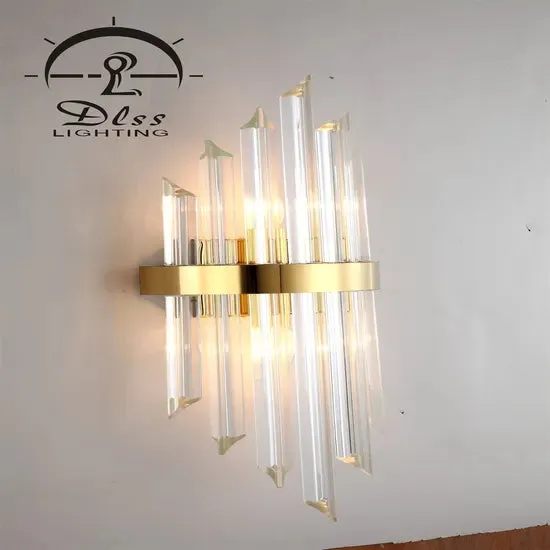 DLSS Lighting Indoor Contemporary Decoration Design Lights Fixtures Hotel Bedroom Staircase Lamp Brass Modern Crystal Wall Light, photo 3 of 6