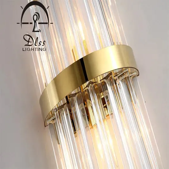 DLSS Lighting Indoor Contemporary Decoration Design Lights Fixtures Hotel Bedroom Staircase Lamp Brass Modern Crystal Wall Light, photo 2 of 6