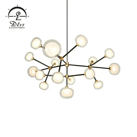 DLSS Lighting Iron Glass Fashion LED Pendant Lamp Modern Ceiling Light Chandelier, photo 3 of 6