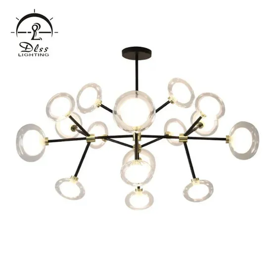 DLSS Lighting Iron Glass Fashion LED Pendant Lamp Modern Ceiling Light Chandelier, photo 2 of 6