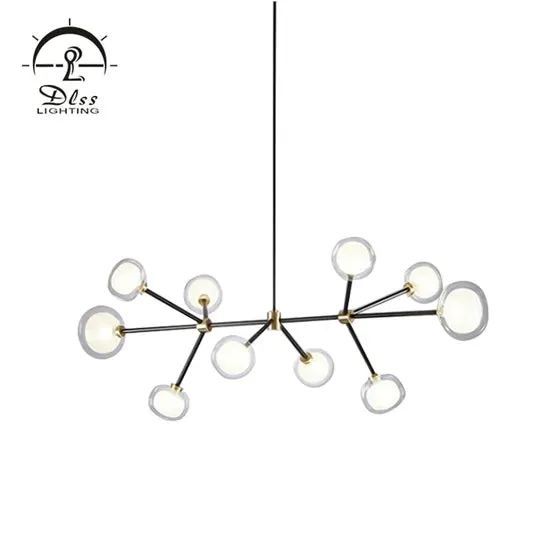 DLSS Lighting Iron Glass Fashion LED Pendant Lamp Modern Ceiling Light Chandelier, photo 4 of 6