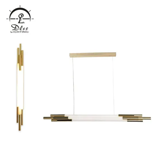 DLSS Lighting Iron Glass Tube Gold Chandelier LED Light pendant Light, photo 6 of 6
