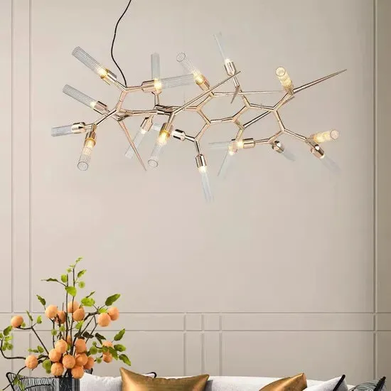 DLSS Lighting DLSSlighting Irregular Design Luxury Modern Glass Indoor Dining Living Room Decoration G9 Chandelier, in a room, photo 3 of 6